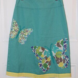 Boden Skirt Blue with Appliqued Butterflies Size 2R